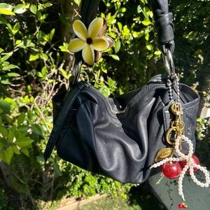 Coach Parker black pleated leather/ shoulder bag /coach bag 13442